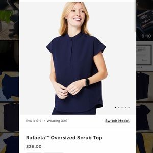 Figs Navy Scrub Top Small